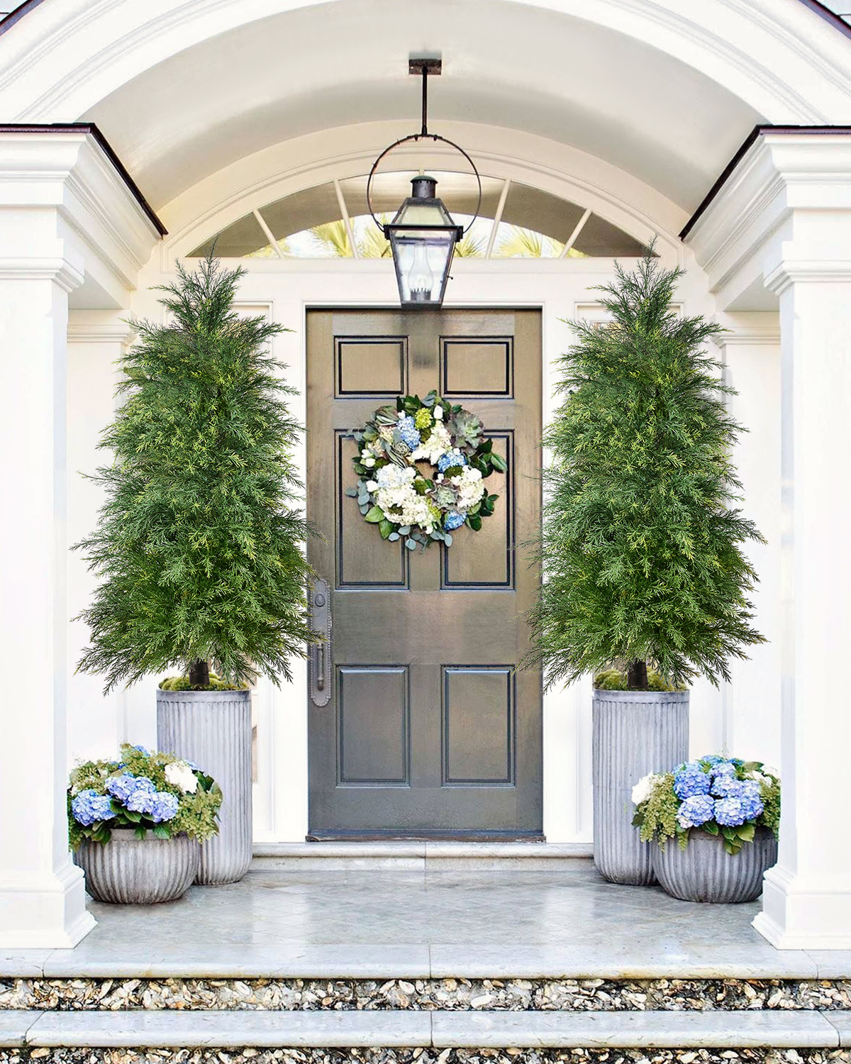 2 Pack 4ft Artificial Cedar Topiary Trees, Outdoor Artificial Plants for Front Porch Décor, Artificial Shrubs Fake Plants Uv Rated Potted Plants for Outdoor, Indoor, Front Door, Office - Image 6